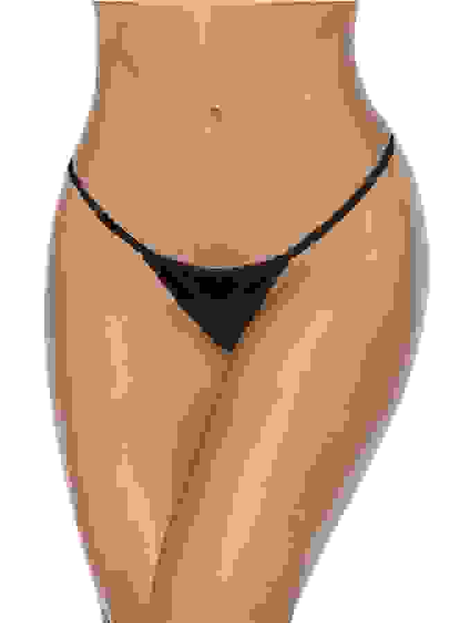 Escante Black Wet Look G-String, Black, hi-res